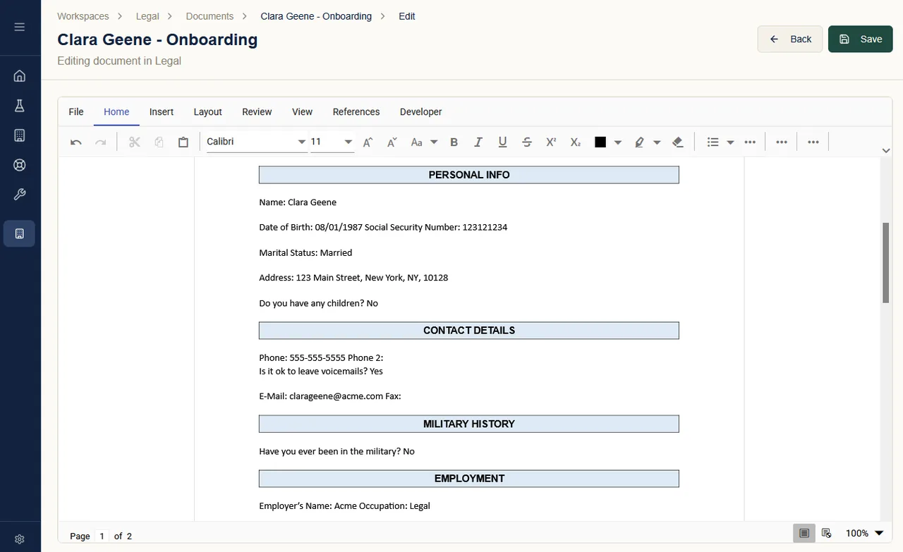 Document Generation in Formaliq