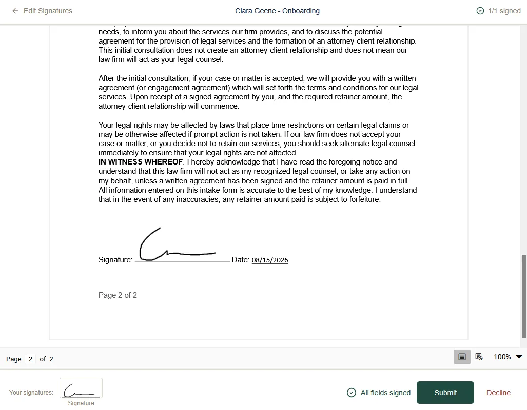 E-Signature in Formaliq